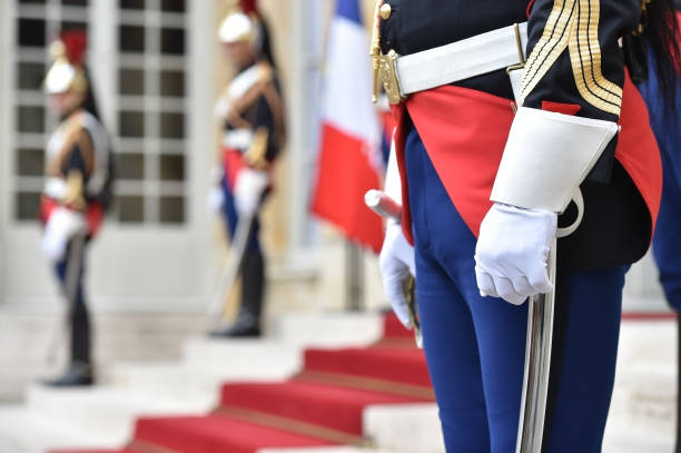 French republican guards of honor stock photo