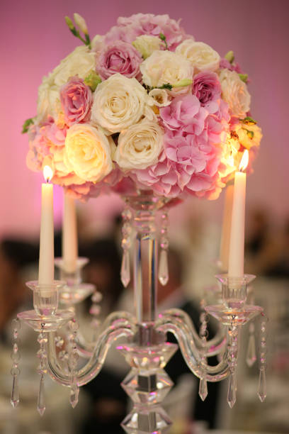 istock Colorful flower bouquet decoration with candles 643864082