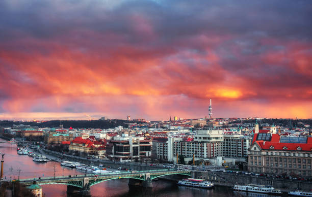 istock Beautiful Panoramic View of Prague Bridges on River Vltava 643864310