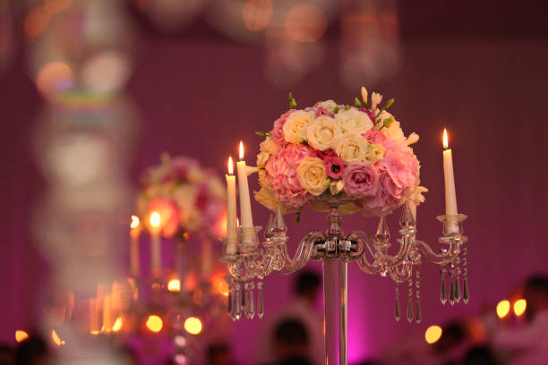 istock Colorful flower bouquet decoration with candles 643864340