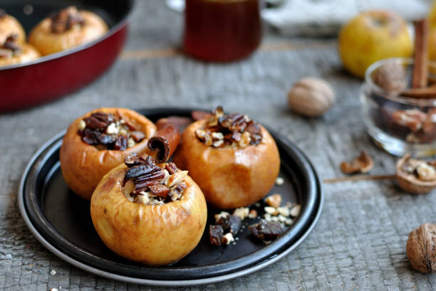 istock baked apples with honey and nuts 643871196