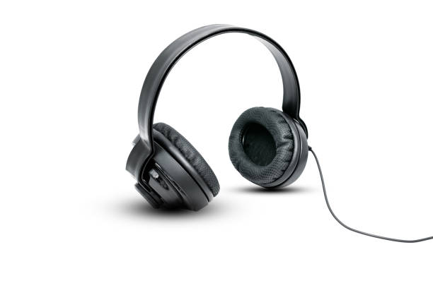 istock Black headphones on white background. 643878952