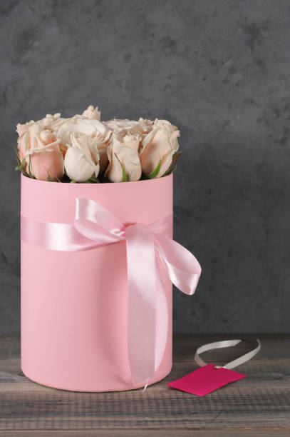 istock Pink roses in gift box 643885744