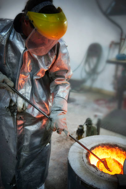 istock Melting bronze for casting a bronze scuplture 643894066
