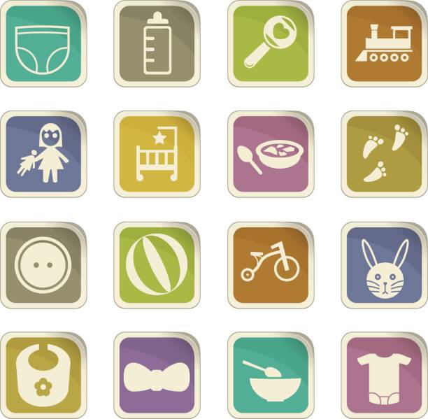 Web baby vector icons for user interface design blow up doll stock illustrations