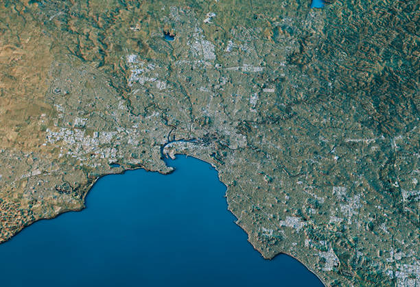 istock Melbourne 3D Landscape View South-North Natural Color 643894786