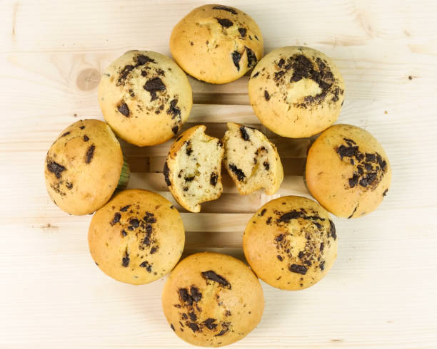 istock Square of muffins with chocolate drops - top view 643901890