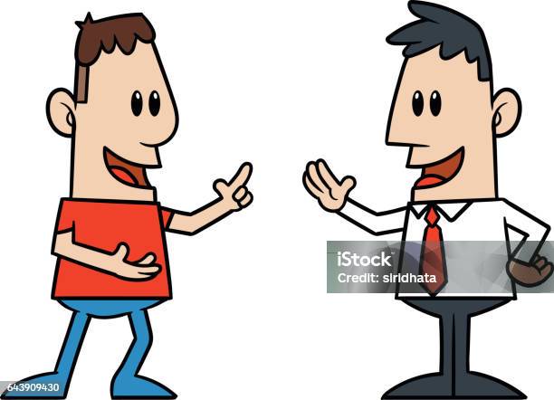  Dos Hombres Hablando De Dibujos Animados Ilustración Disponible
