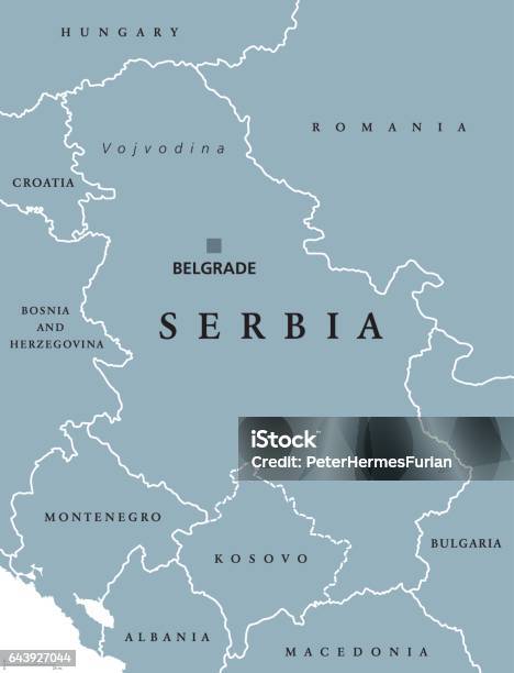 Ilustración de Serbia Mapa Político Con La Capital Belgrado y más Vectores Libres de Derechos de Serbia - Serbia, Mapa, Abstracto