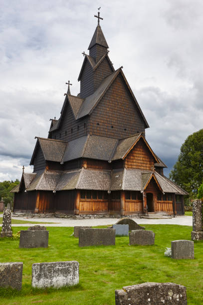 Norwegian stave church. Heddal. Historic building. Norway tourism highlight. Norwegian stave church. Heddal. Historic building. Norway tourism highlight. Vertical heddal stock pictures, royalty-free photos & images