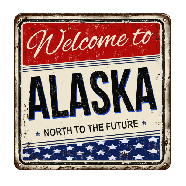 Welcome to Alaska vintage rusty metal sign stock photo