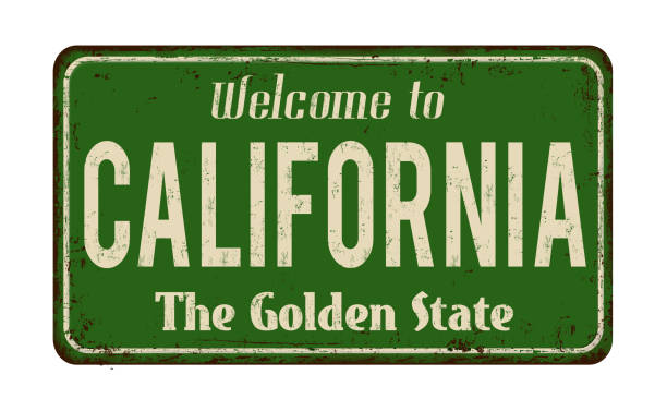 Welcome to California vintage rusty metal sign stock photo