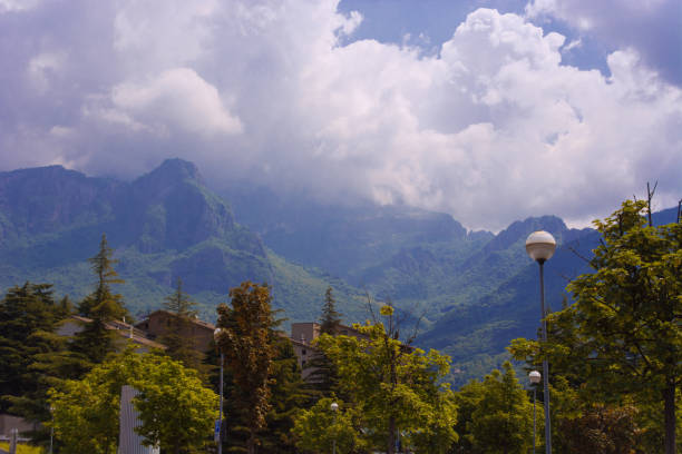 istock Landscape with mountains view and cloudy sky at sunny day 643937628