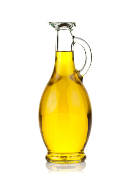 istock Olive oil bottle isolated on white background 643938956