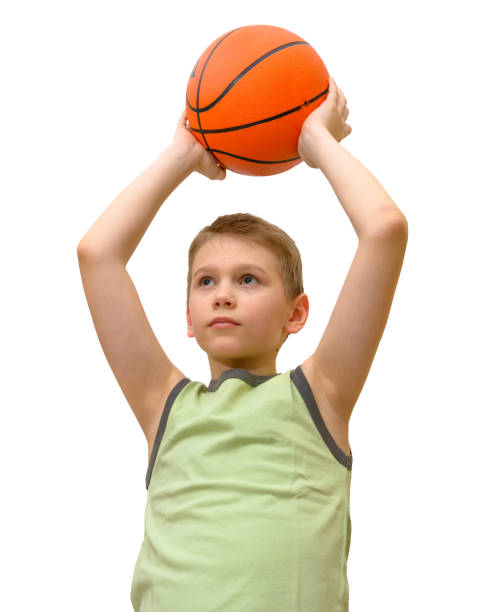 istock Little boy With Basketball isolated 643941418