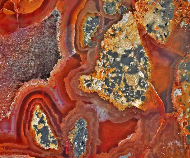 Carnelian and minerals, with beautiful colors