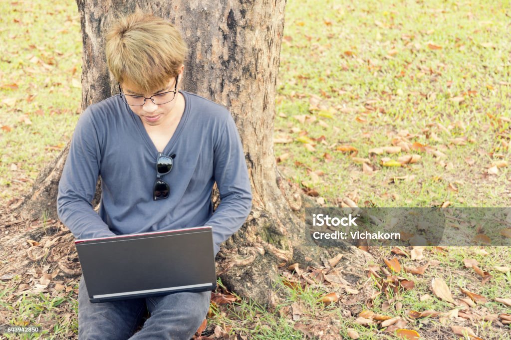Man Using Ig Man Is Using Computer Laptop Stock Photo - Download Image Now - Adult ...