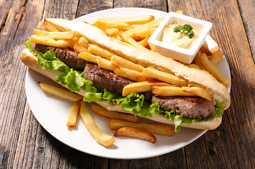 american sandwich with french fries