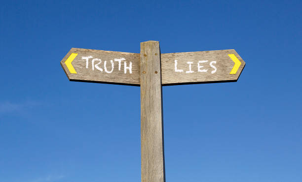 Conceptual Signpost - Truth and Lies stock photo