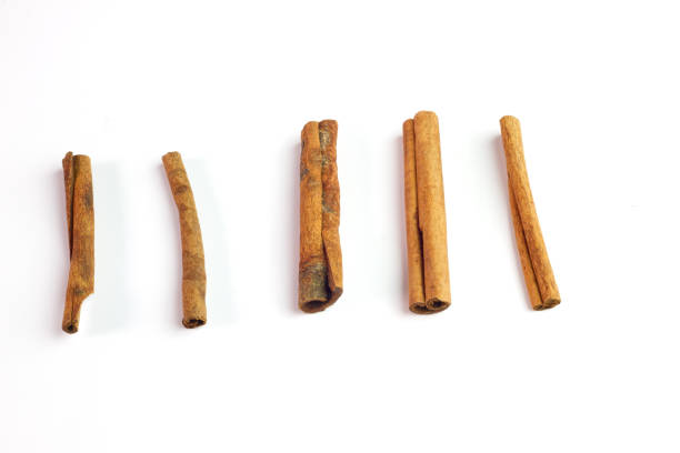 istock Row of cinnamon sticks isolated on a white 643950894