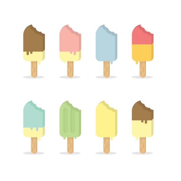 Popsicle Ice Cream Popsicle ice cream with smooth and soft color with bite mark popsicle stock illustrations