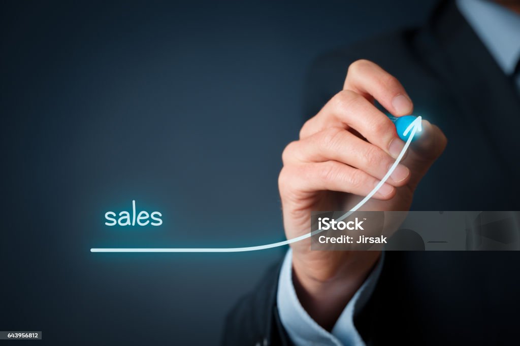 Sales imporvement Increase company sales concept. Businessman plan sales growth."n Sale Stock Photo