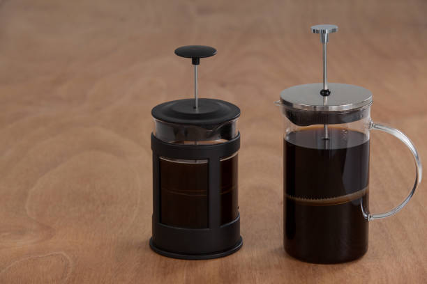 istock Cafetiere coffeemakers with black coffee 643963484