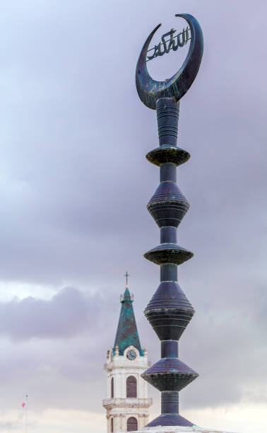 Muslim Sign on Roof of Mosque and Catholic Cathedral, Jerusalem, Israel