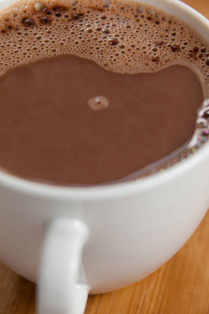 istock Close-up of white coffee cup with froth 643973512