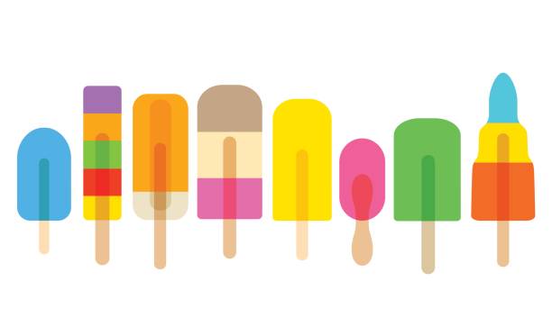 Ice lollies or Popsicles Colourful overlapping silhouettes of Ice lolly or Popsicle. EPS10 file, best in RGB. popsicle stock illustrations