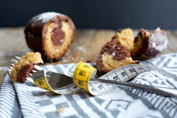 istock two pieces of bundt cake with fork and measuring tape 643984762