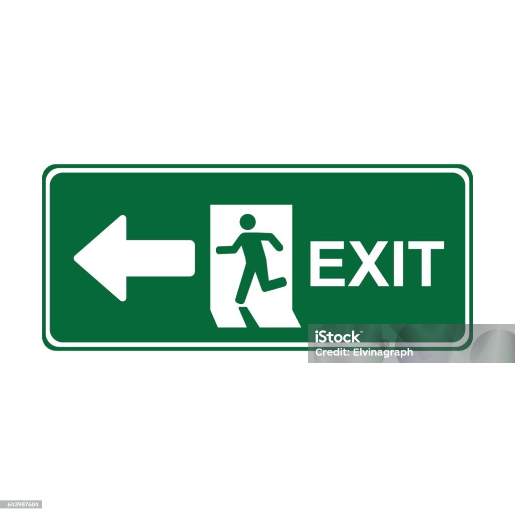 Exit Direction Line Exit Sign Left Direction Vector Stock Illustration - Download Image Now ...