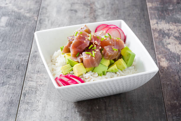 istock Hawaiian tuna poke bowl 643994750