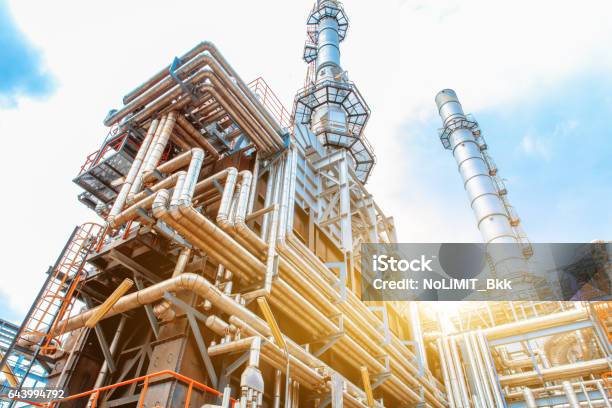 Petrochemical Refinery Oil And Gas Industry Stock Photo - Download Image Now - Refinery, Petrochemical Plant, Crude Oil