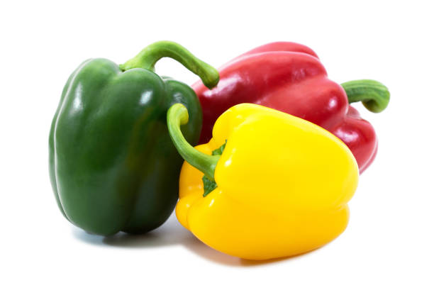 istock three bell peppers (paprika) isolated on white background.Bell peppers isolated 644002554