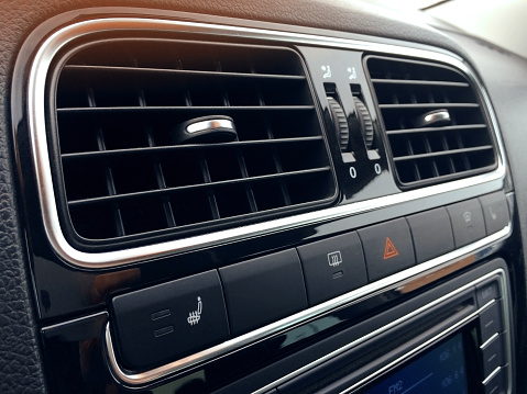 Car air conditioning. The air flow inside the car. Detail interior of car