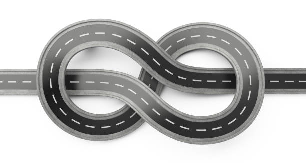 istock Asphalt road top wiev tied in a knot. 644016726
