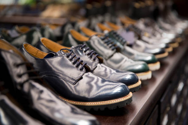 istock Elegant shoes in a man clothing store 644040722