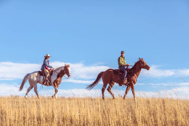 istock Riding Horseback Across Grassy Prairie 644060072