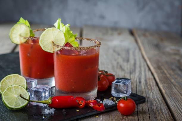 istock Bloody mary cocktail and ingredients 644064306
