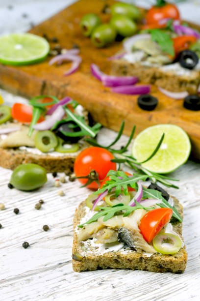 istock Homemade sandwich with herring 644076706