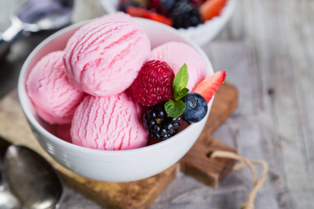istock Berry ice cream with fresh fruits 644080794