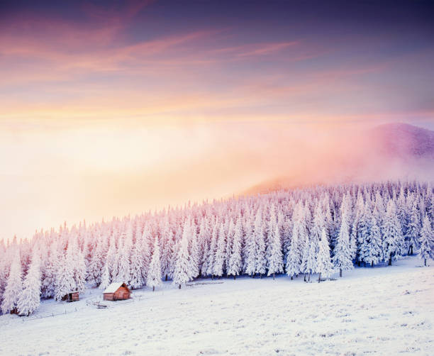 istock Mysterious winter landscape majestic mountains 644089048