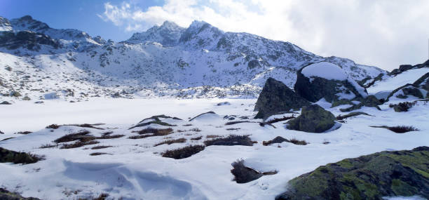 istock Splugs lower Surettasee, winter landscape 644093532