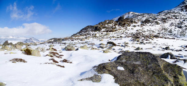istock Splugs lower Surettasee, winter landscape 644095626
