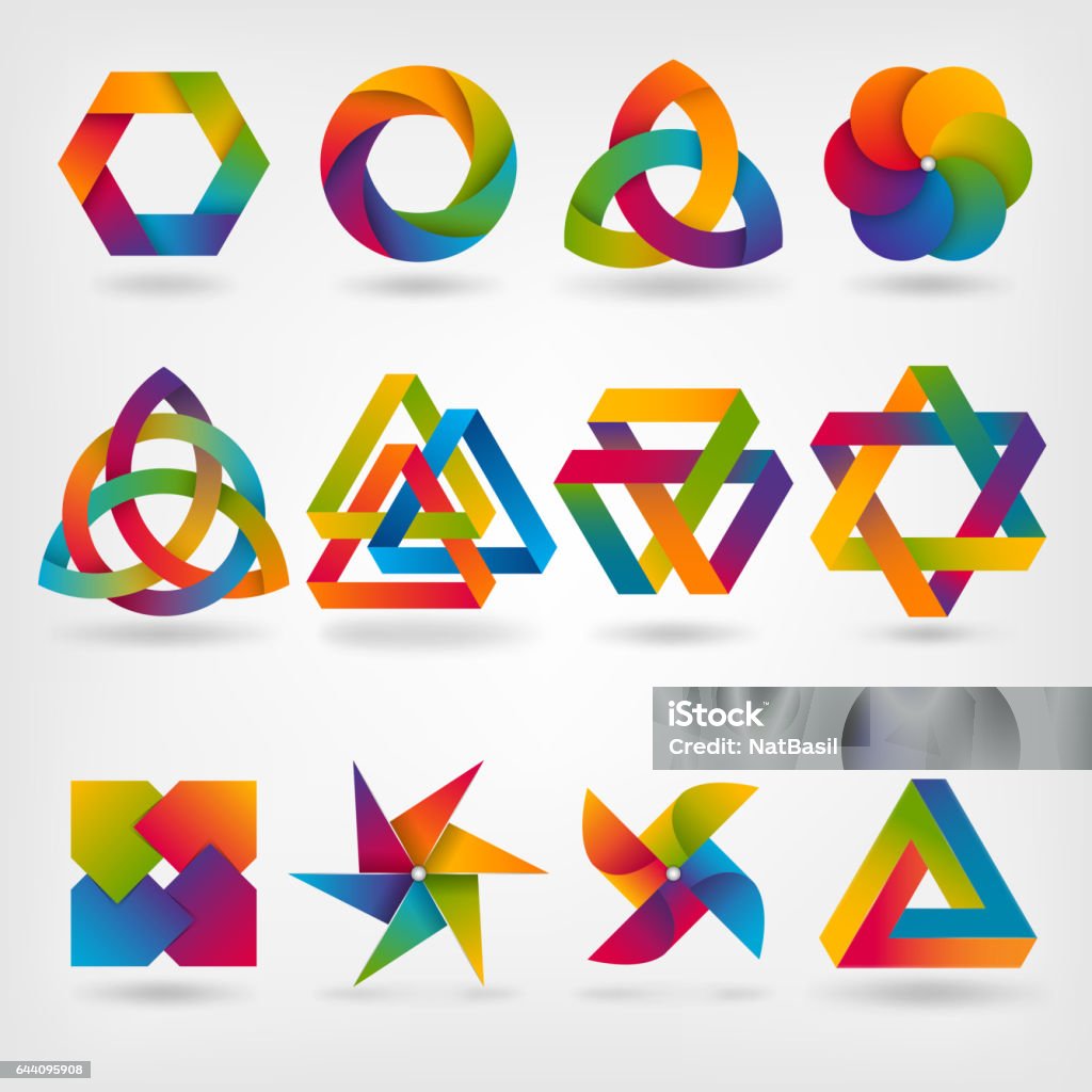 Design Elements Abstract Symbol Set In Rainbow Colors Stock ...