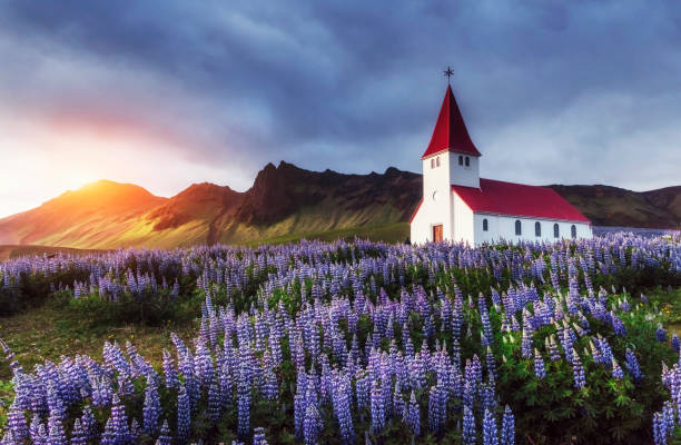 Lutheran church in Vik. Iceland. Beauty world