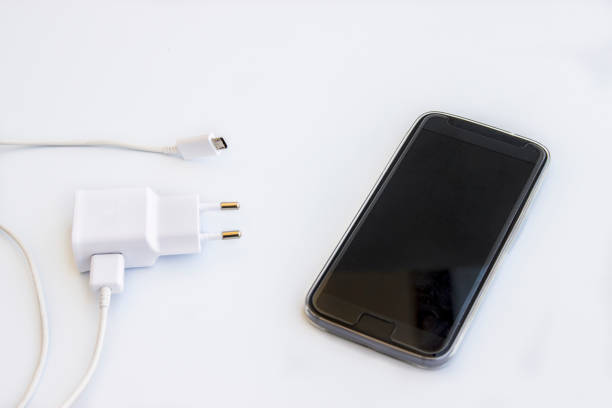istock Close-up Mobile phone charger on a white background 644102310