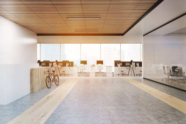 istock Office interior with a bike, toned 644111742
