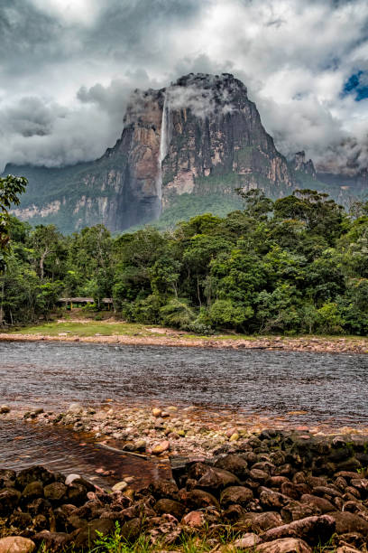 istock Angel falls view from Churun river camp. Canaima National Park 644135696